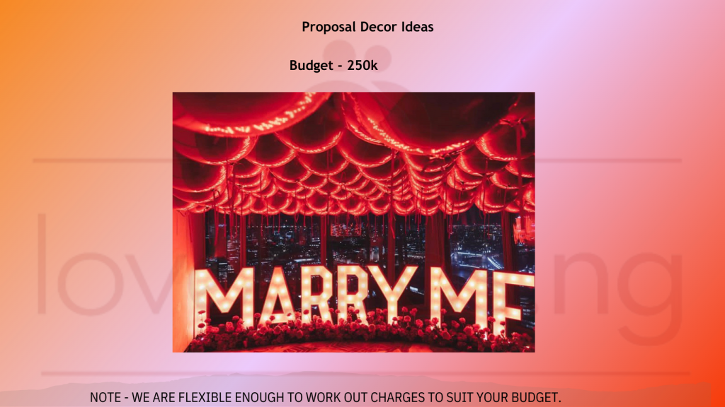 marry me proposal decor in lagos